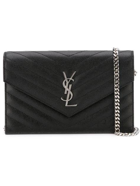 ysl monogram quilted leather chain wallet|ysl wallet on chain small.